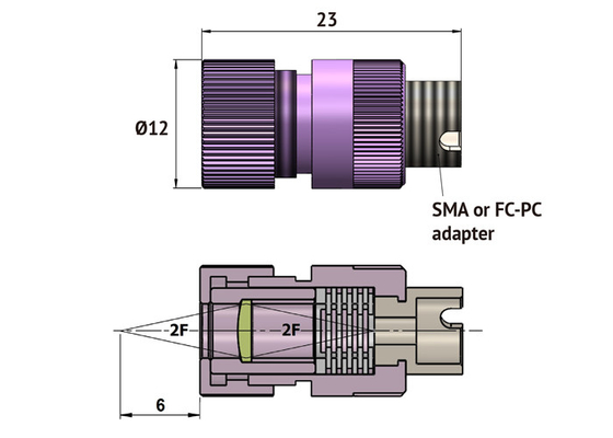Καλώδια FC/PC οπτικών ινών ή συνδετήρες SMA με το μέσο υπέρυθρο φακό στόχων εκ νέου επικέντρωση