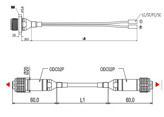 Υπαίθριος συνδετήρας καλωδίων ODC -2 ODC -4 ODC σκοινιού μπαλωμάτων οπτικών ινών επικοινωνίας