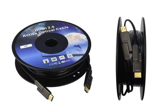 60Hz 18Gbs εκτίμησε το οπτικό καλώδιο 15m HDMI 2,0 ινών χαλκού Δ στο Δ εναλλακτικό βούλωμα