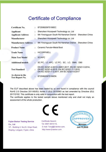 ΚΙΝΑ Shenzhen Hicorpwell Technology Co., Ltd Πιστοποιήσεις